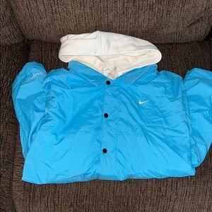 Nike Bright Blue Hooded Linded Windbreaker Jacket with White Hood